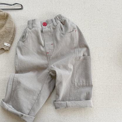 ロングパンツ・スウェットパンツ Beige Gray / 80cm シンプルデイリーワイドルーズロングパンツ【mh0010632】