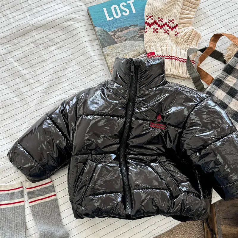 ショートコート・ジャケット・ジャンパー Black / 12M  80CM キッズアウター ハイネックパデッド中綿ダウンジャケット【mh0008466】