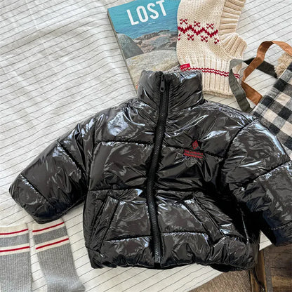 ショートコート・ジャケット・ジャンパー Black / 12M  80CM キッズアウター ハイネックパデッド中綿ダウンジャケット【mh0008466】