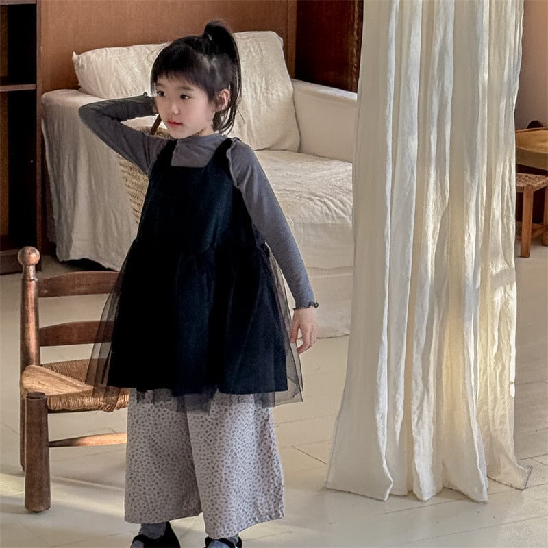 ノースリーブワンピース Black / 80cm キッズワンピース チュチュチュールスカートノースリーブドレスワンピース【mh0009003】