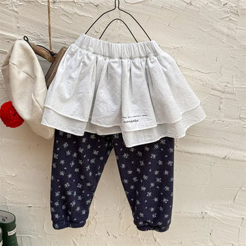 レギンスパンツ Blue / 12M (80) キッズパンツ ミニティアードスカートドッキング裏ボアフリースレギンスパンツ スカッツ【mh0007622】