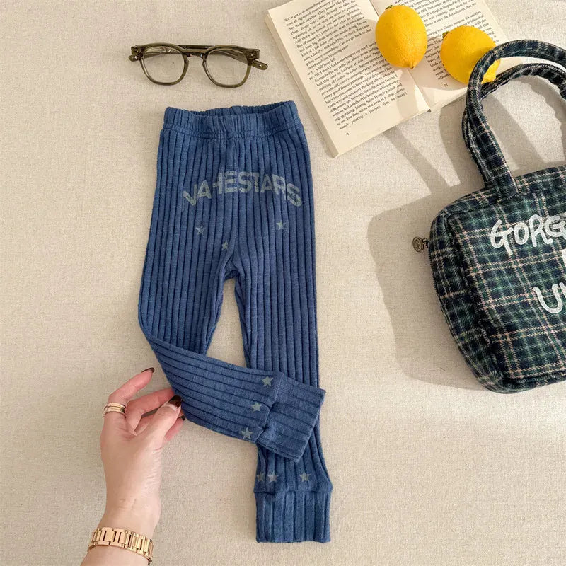 レギンスパンツ Blue / 12M (80) キッズパンツ レターロゴリブレギンスパンツ【mh0008657】