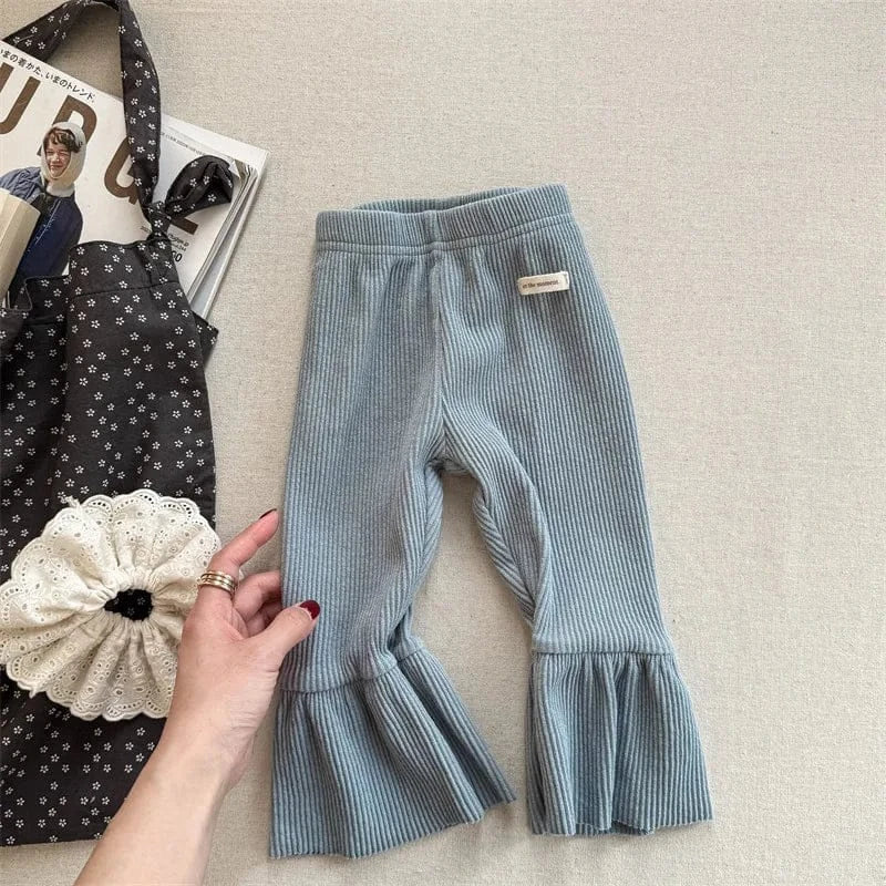 レギンスパンツ Blue / 12M (80) キッズパンツ 裾フリルフレアリブレギンスパンツ【mh0008966】