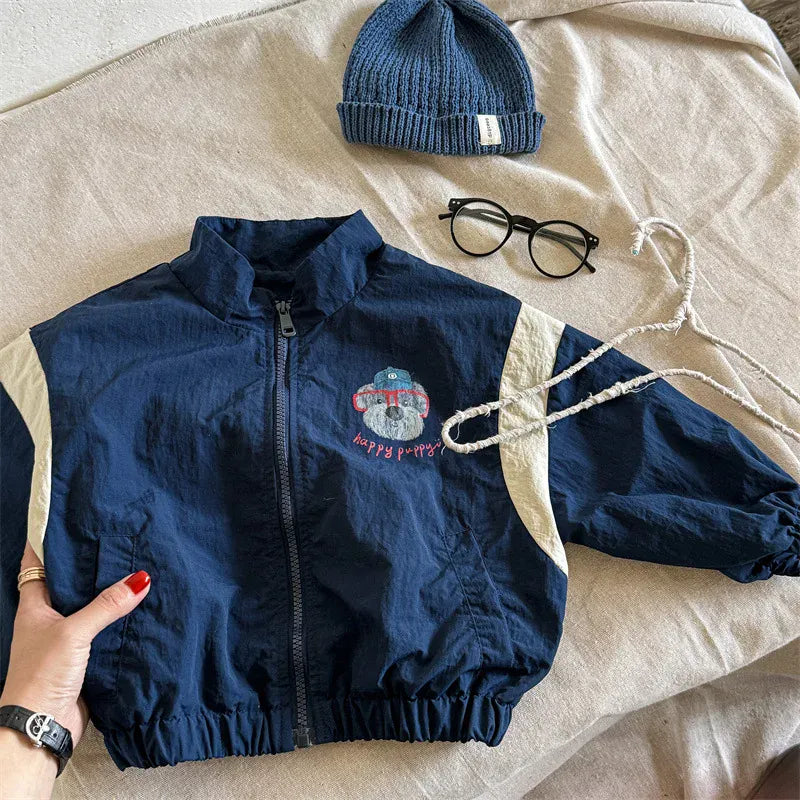 ショートコート・ジャケット・ジャンパー Blue / 12M  80CM キッズアウター ジャンパー ウィンドブレーカー ジッパージャケット 2カラー【mh0006580】