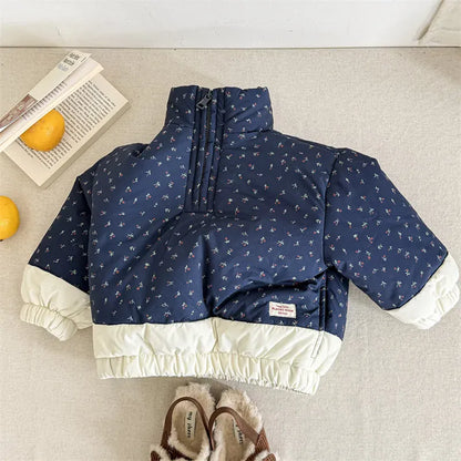 トレーナー・フーディ Blue / 12M  80CM キッズアウター キルティング裏フリースハーフジッププルオーバー【mh0008191】