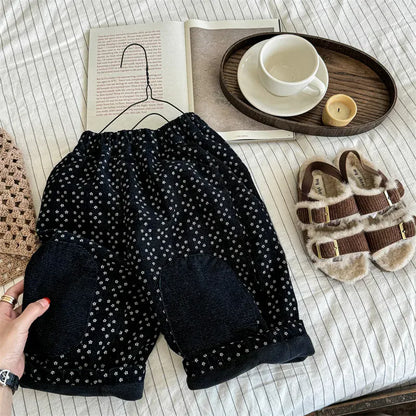 ロングパンツ・スウェットパンツ Blue / 12M  80CM キッズパンツ フラワープリントキルティングロングパンツ【mh0008453】