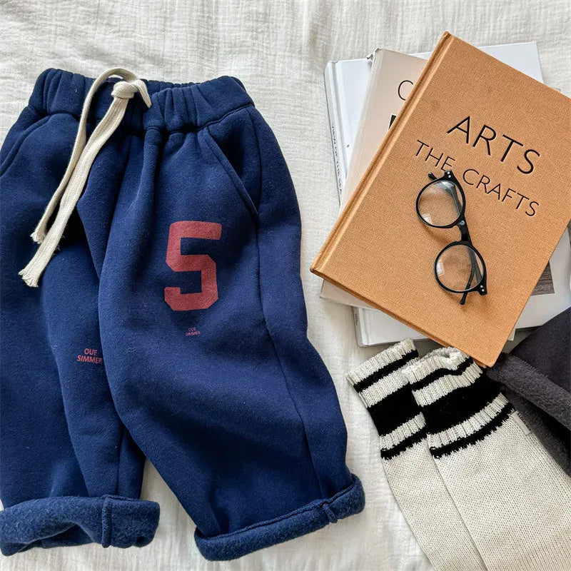 ロングパンツ・スウェットパンツ Blue / 12M  80CM キッズパンツ ロゴプリント裏フリースロングスウェットパンツ【mh0008465】