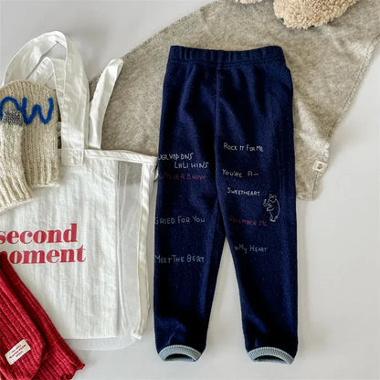 レギンスパンツ Blue / 12M  80CM キッズパンツ レターロゴプリントロングレギンスパンツ【mh0008474】