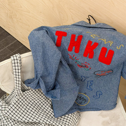 長袖シャツ・ブラウス Blue / 80cm Embroidered Shirt Spring Top 刺繍 シャツ トップス【mh0012079】