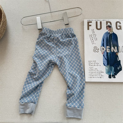 レギンスパンツ Blue / 80cm キッズパンツ フラワープリントレギンスパンツ【mh0008969】