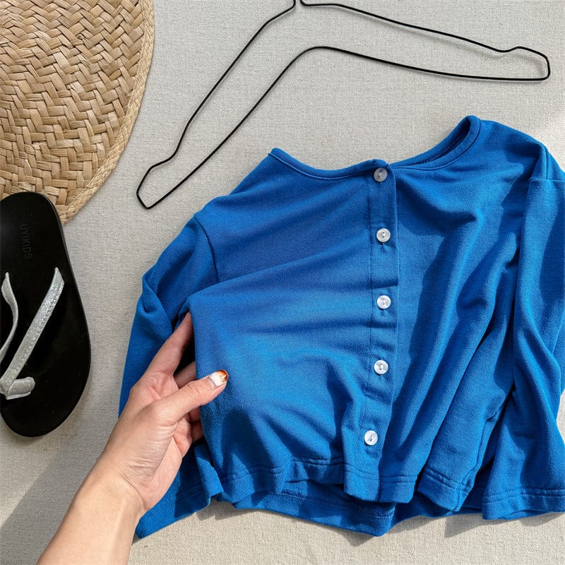 カーディガン・パーカー Blue / 80cm フラワープリント/無地長袖カーディガン【mh0009377】