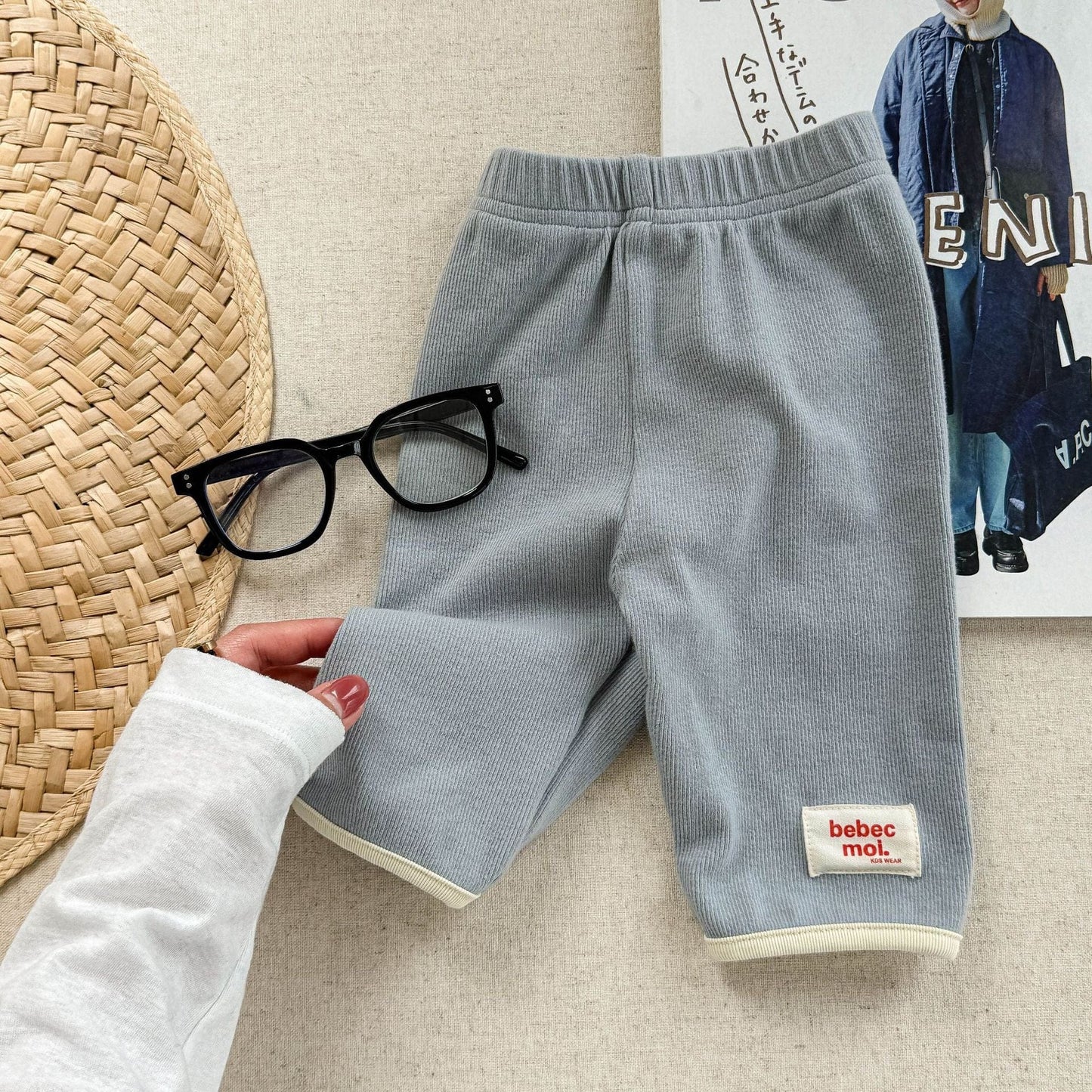 レギンスパンツ Blue / 80cm 裾バイピングハーフレギンスパンツ【mh0009397】