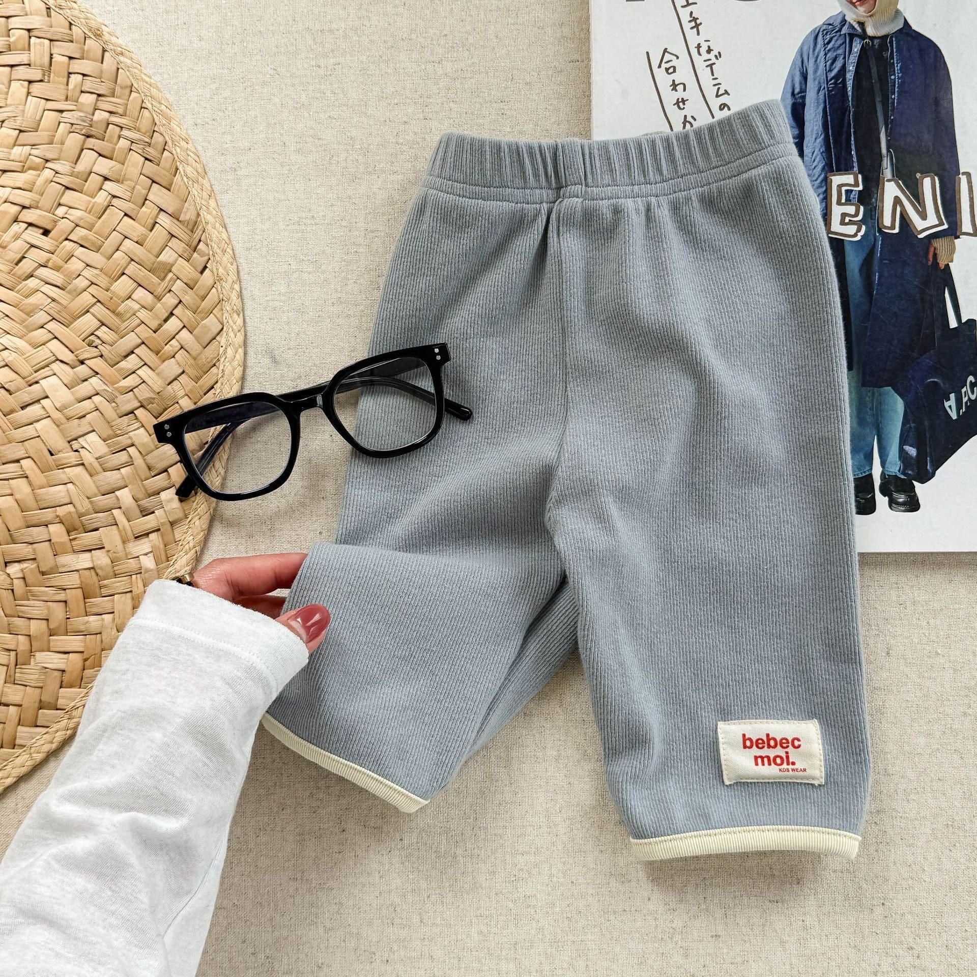 レギンスパンツ Blue / 80cm 裾バイピングハーフレギンスパンツ【mh0009397】