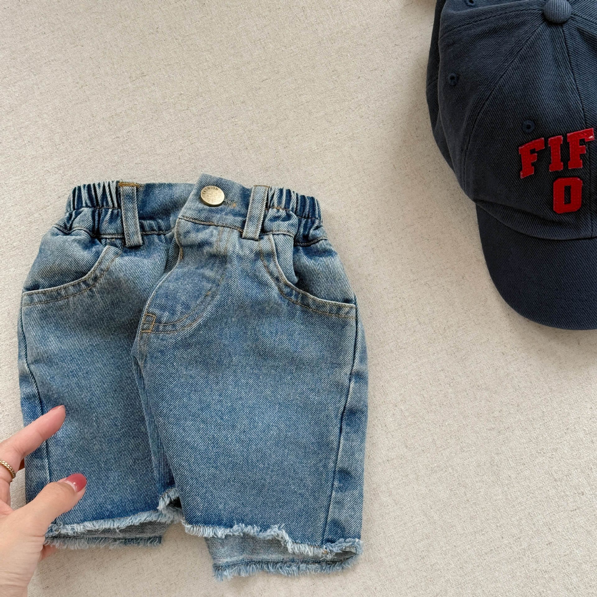 ハーフパンツ・ショートパンツ Blue / 80cm カットオフデニムショートパンツ【mh0009550】