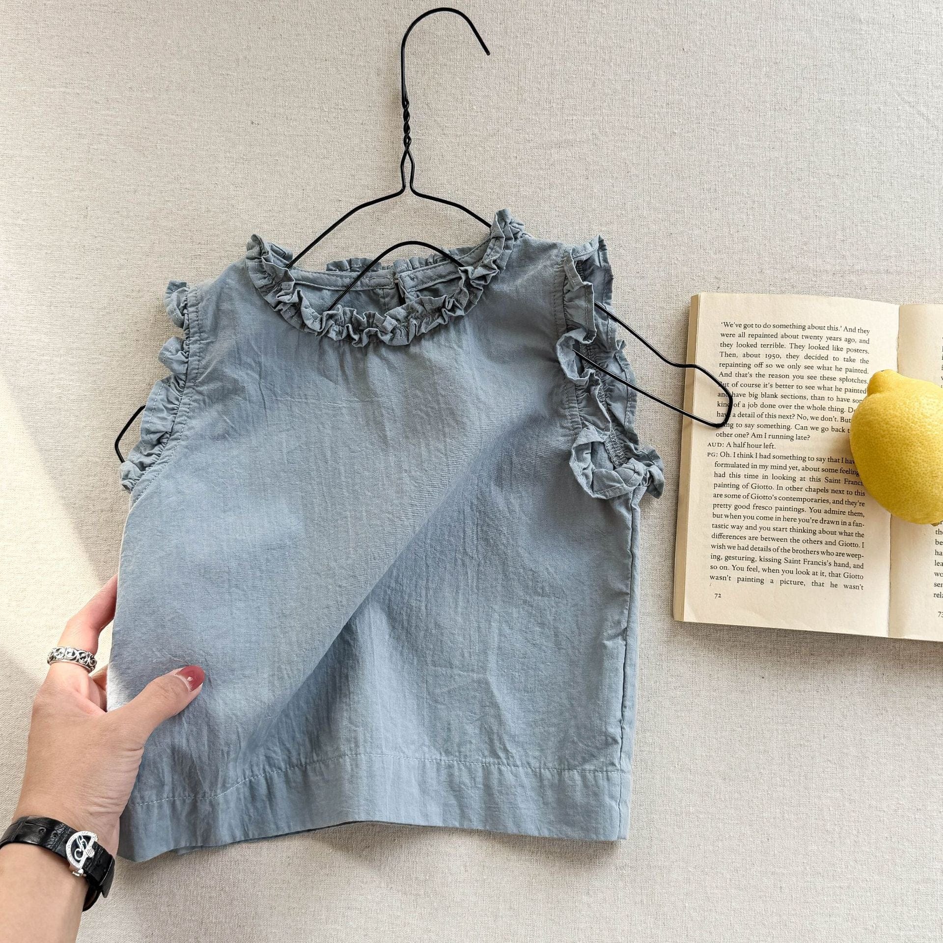 タンクトップ・キャミソール・ノースリーブトップス Blue / 80cm ラッフルフリルノースリーブブラウス【mh0009555】