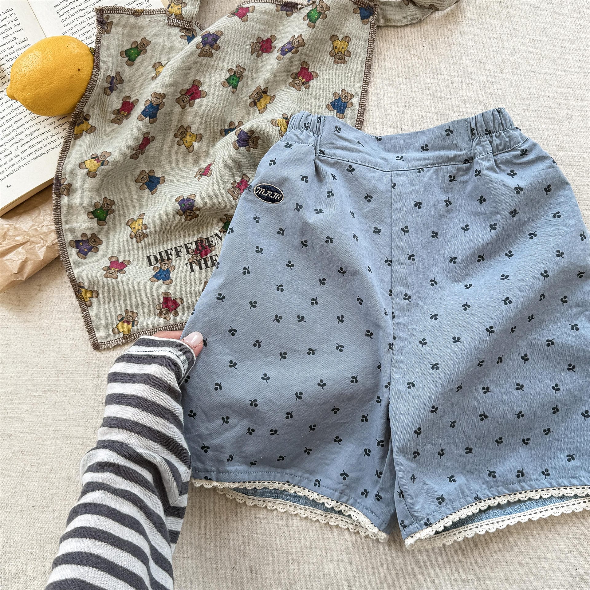 ハーフパンツ・ショートパンツ Blue / 80cm 裾レースプリントショートパンツ【mh0010126】