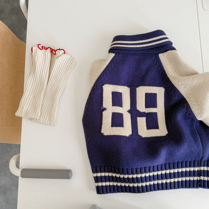 ショートコート・ジャケット・ジャンパー Blue / 80cm パッチワークニットジップアップスタジアムジャンパーブルゾン【mh0010633】