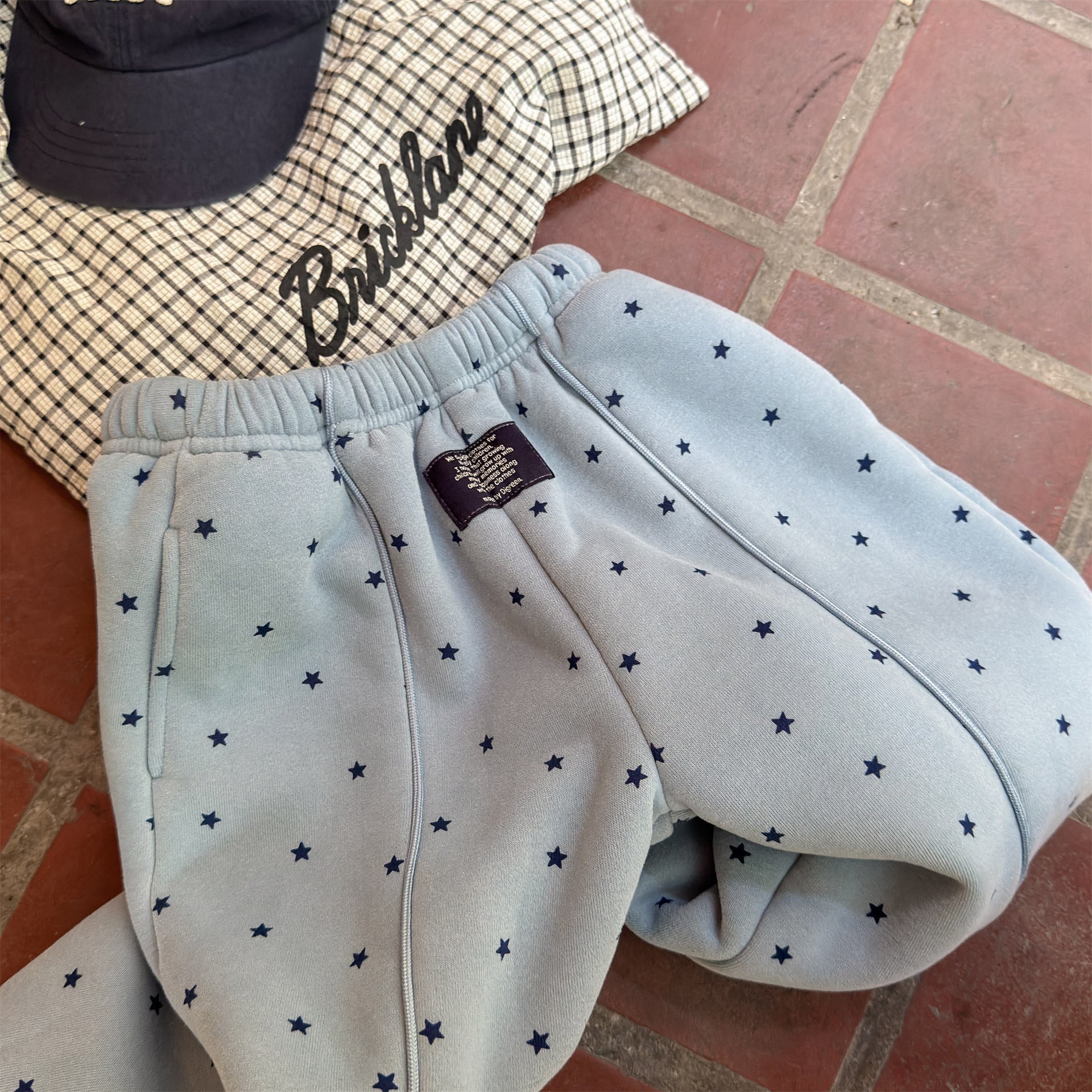 ロングパンツ・スウェットパンツ Blue / 80cm 裏ボアスウェットパンツ 星スタープリント 暖パン ジャージ【mh0011907】