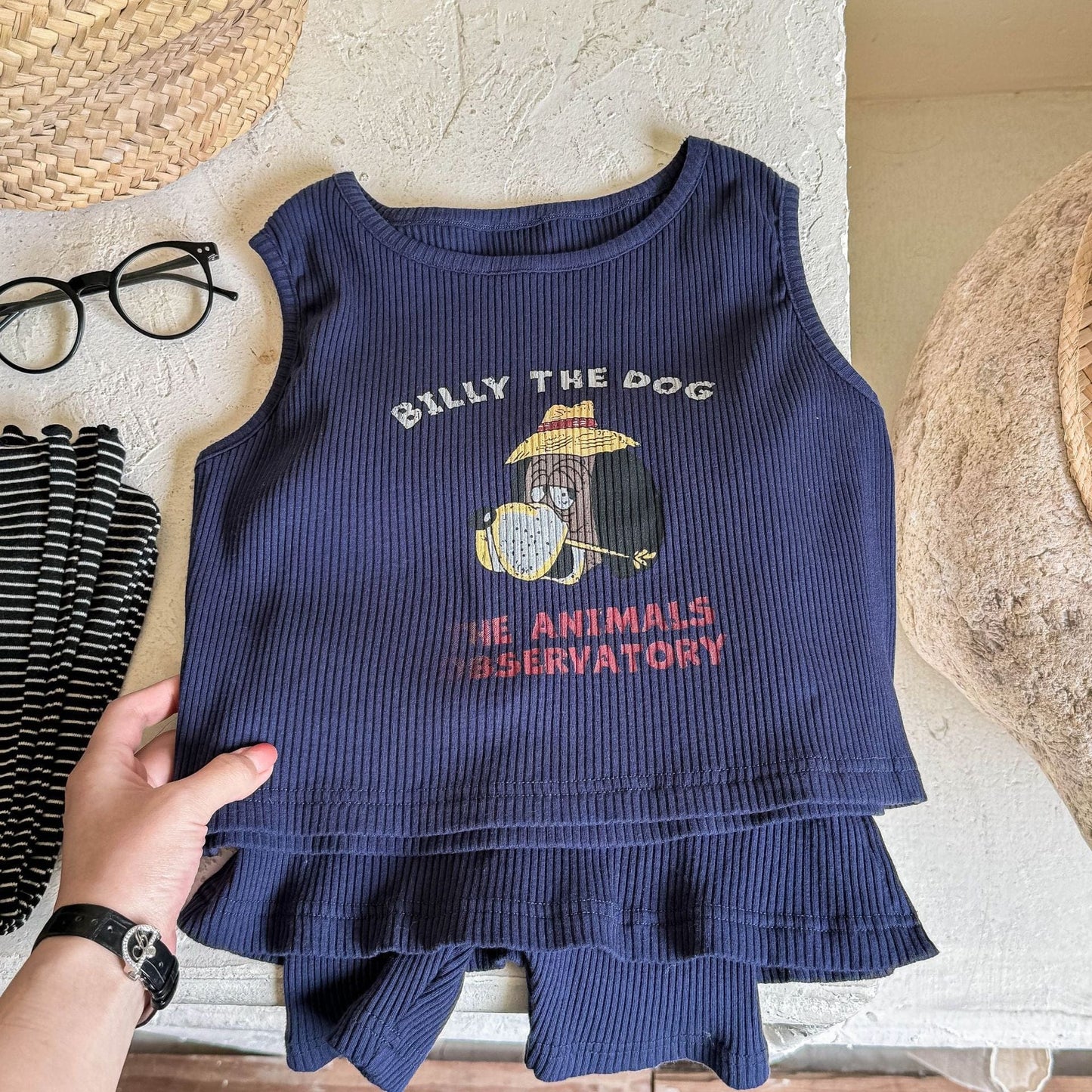 ノースリーブセットアップ Blue / 80cm ノースリーブTシャツ＋スカートパンツ ショートパンツセットアップ 2点セット【mh0009537】