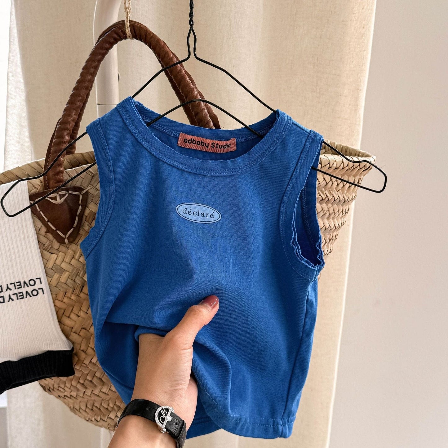 タンクトップ・キャミソール・ノースリーブトップス Blue / 80cm ワンポイントノースリーブTシャツタンクトップ【mh0009379】