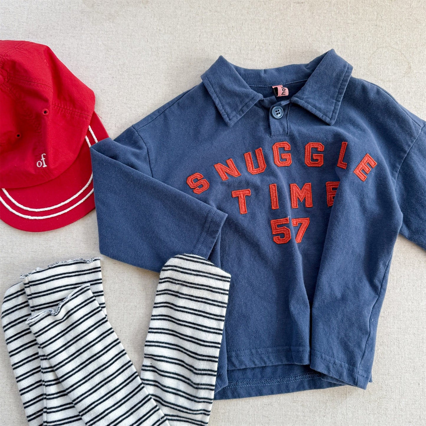 長袖シャツ・ブラウス Blue / 80cm カレッジロゴ襟付き長袖Tシャツ ポロシャツ【mh0010810】