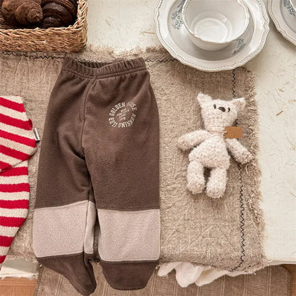 レギンスパンツ Brown / 12M  80CM キッズパンツ パッチワーク切り替えロングレギンスパンツ【mh0008293】