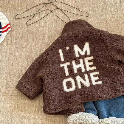 ショートコート・ジャケット・ジャンパー Brown / 80cm 9-12M キッズアウター バックレターロゴボアフリーススタンドカラーコートジャケット 2カラー【mh0007550】