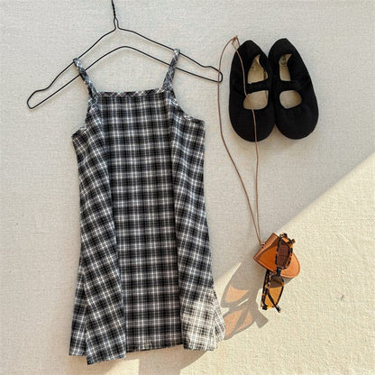 ノースリーブワンピース Check / 80cm フラワー/チェックプリントキャミソールワンピース【mh0009374】