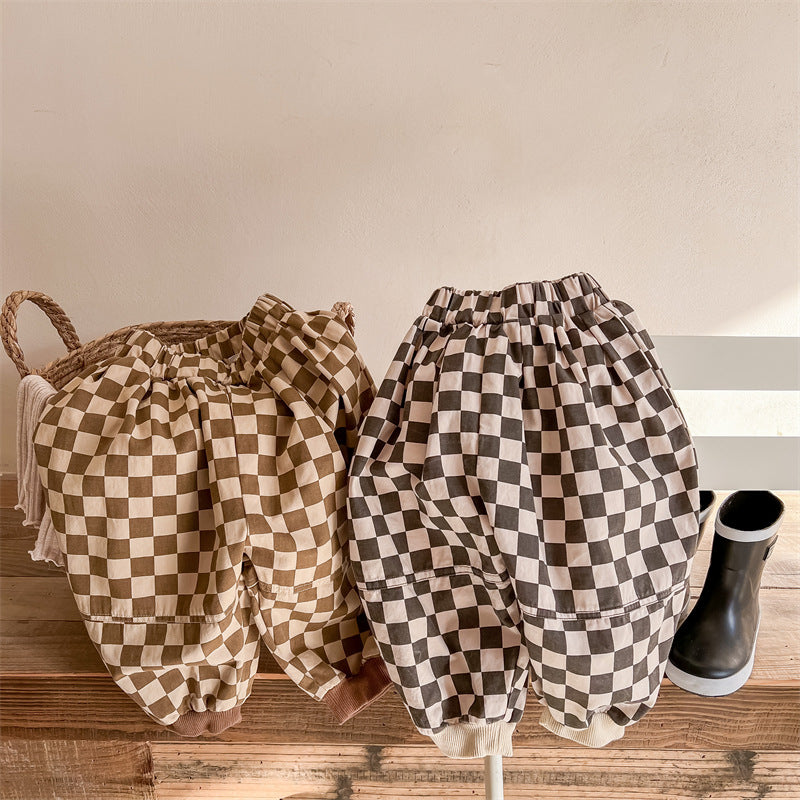 ロングパンツ・スウェットパンツ Checkerboard Loose Harem Pants チェッカー柄 ルーズ ハーレムパンツ【mh0011999】