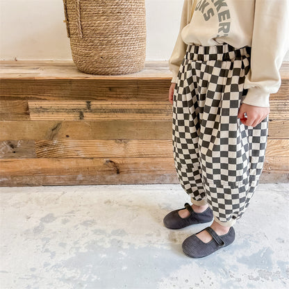 ロングパンツ・スウェットパンツ Checkerboard Loose Harem Pants チェッカー柄 ルーズ ハーレムパンツ【mh0011999】