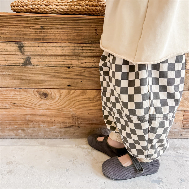 ロングパンツ・スウェットパンツ Checkerboard Loose Harem Pants チェッカー柄 ルーズ ハーレムパンツ【mh0011999】
