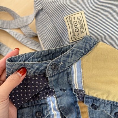 長袖シャツ・ブラウス Children's Denim Patch Shirt デニムパッチワークシャツ【mh0011947】