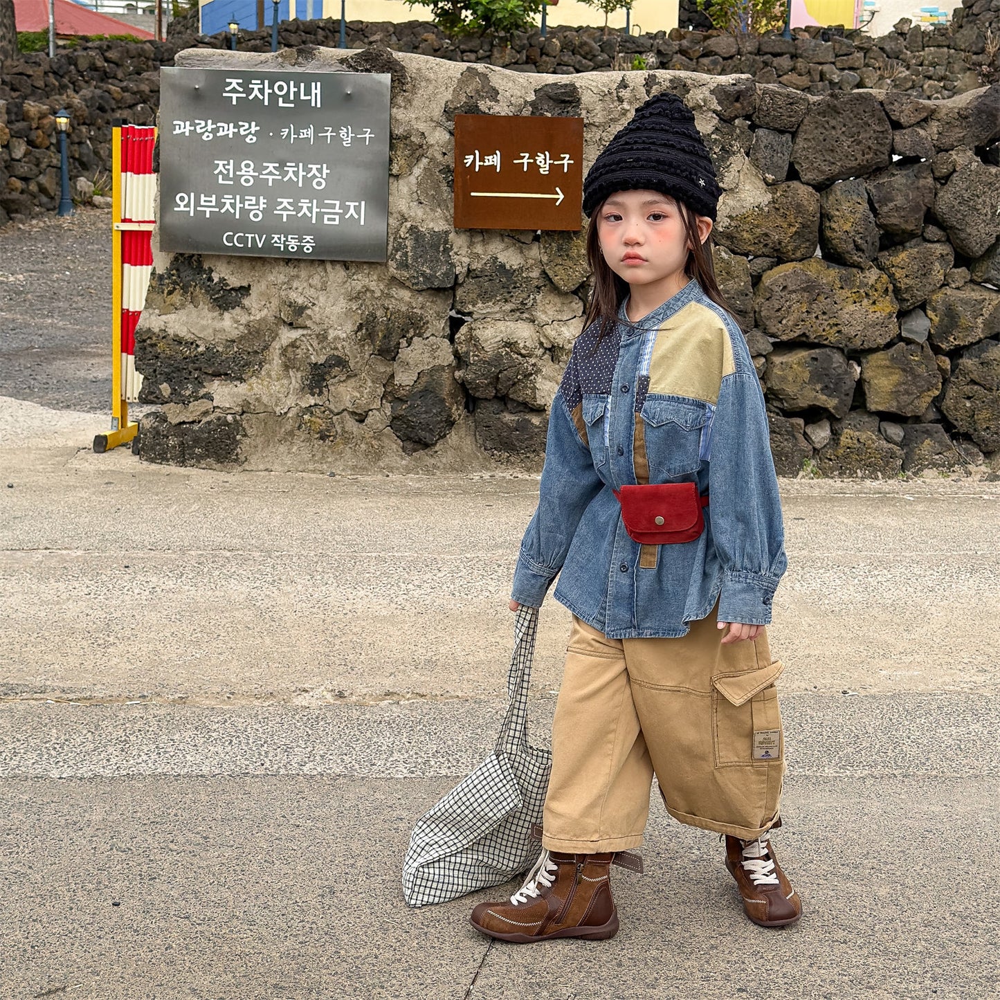 長袖シャツ・ブラウス Children's Denim Patch Shirt デニムパッチワークシャツ【mh0011947】