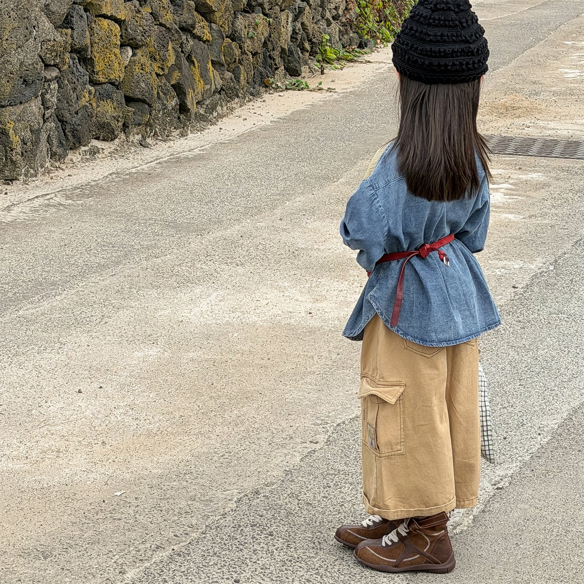 長袖シャツ・ブラウス Children's Denim Patch Shirt デニムパッチワークシャツ【mh0011947】
