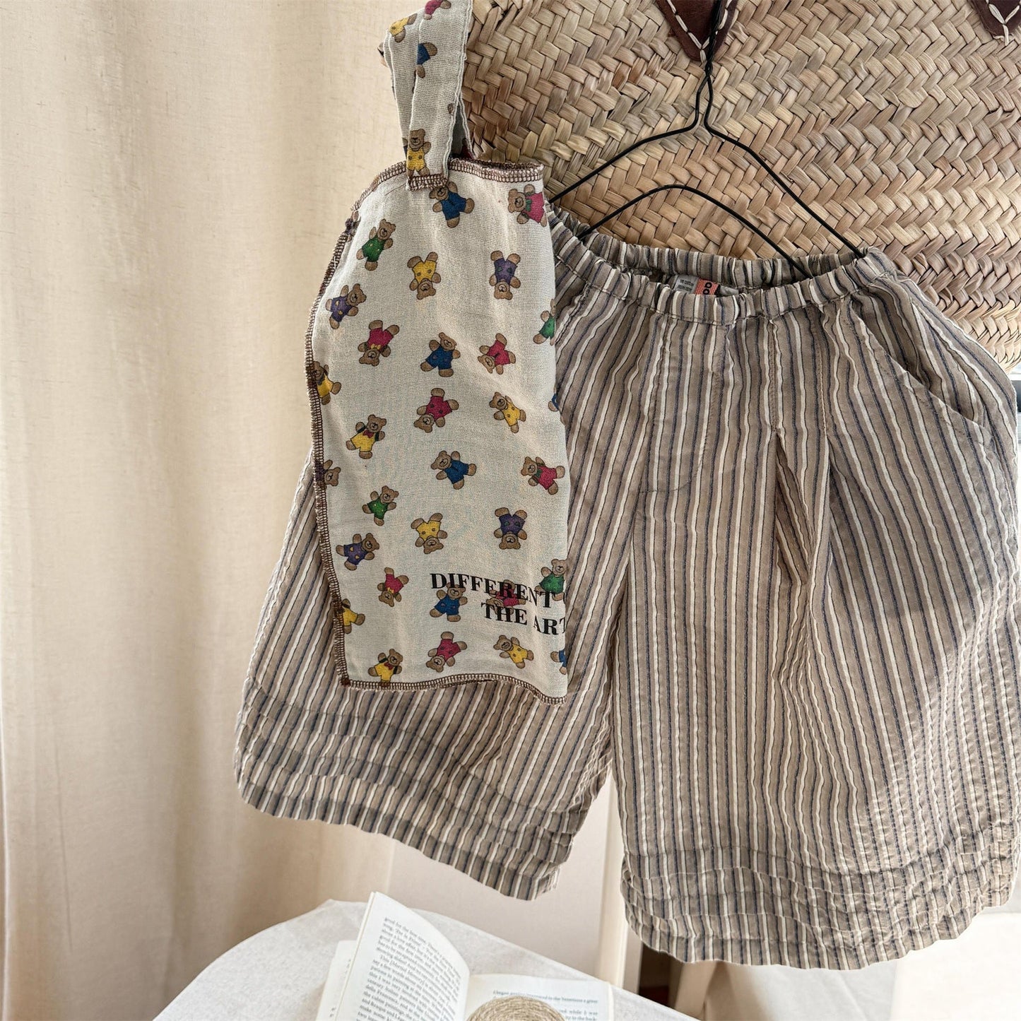 ロングパンツ・スウェットパンツ Coffee / 80cm ストライプワイドルーズガウチョパンツ【mh0009776】