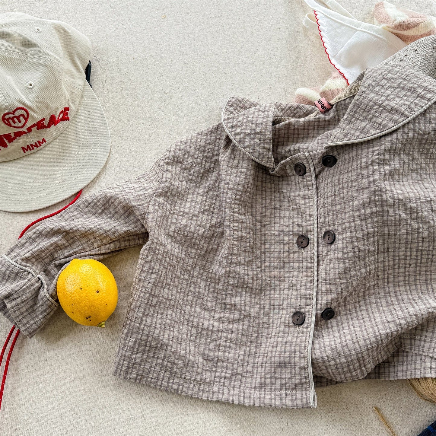 ショートコート・ジャケット・ジャンパー Coffee / 80cm セーラーカラーチェックジャケット【mh0010627】