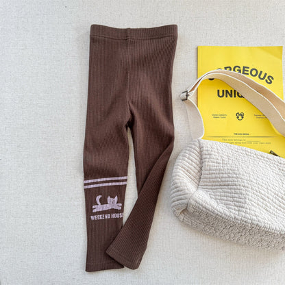 レギンスパンツ Coffee / 80cm ねこ/ネズミプリントレギンスパンツ【mh0010634】