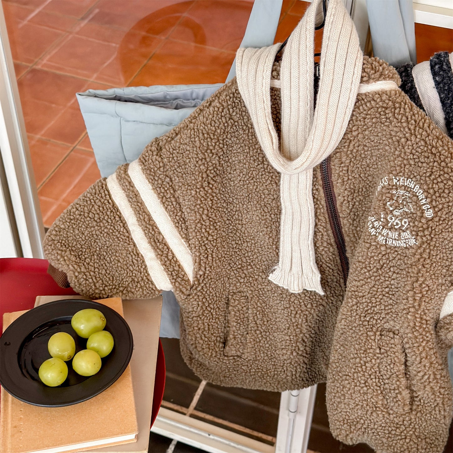 ショートコート・ジャケット・ジャンパー Coffee / 80cm ボアフリースジャケット ダブルライン ジップアップ ボアブルゾン【mh0011903】