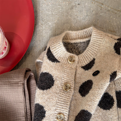 ベスト Coffee / 80cm ニットベスト コインドット 水玉 前あき【mh0011922】