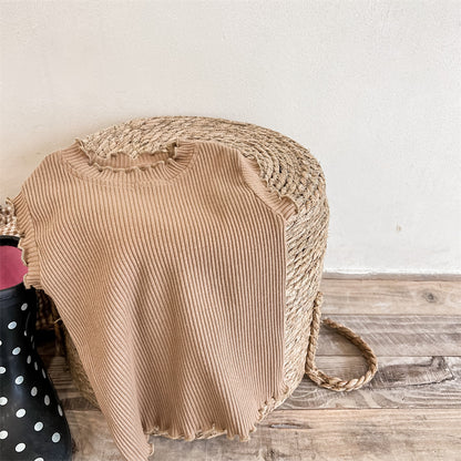 タンクトップ・キャミソール・ノースリーブトップス Coffee / 80cm Ruffle Sleeveless Raglan T-Shirt フリル ラグラン ノースリーブ Tシャツ【mh0011997】