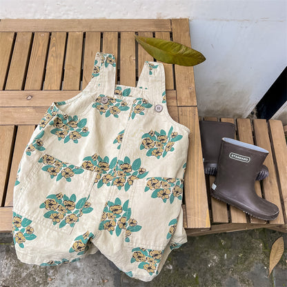 オーバーオール Cream / 80cm Retro Flower Cotton Overalls レトロフラワー サロペットパンツ【mh0011996】