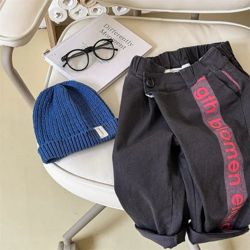 ロングパンツ・スウェットパンツ Dark Gray / 12M  80CM キッズパンツ ルーズロングパンツ レターロゴサイドライン 2カラー【mh0006612】