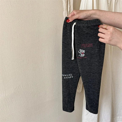 レギンスパンツ Dark Gray / 12M  80CM キッズパンツ レターロゴ象エレファント刺繍レギンスパンツ 2カラー【mh0006841】