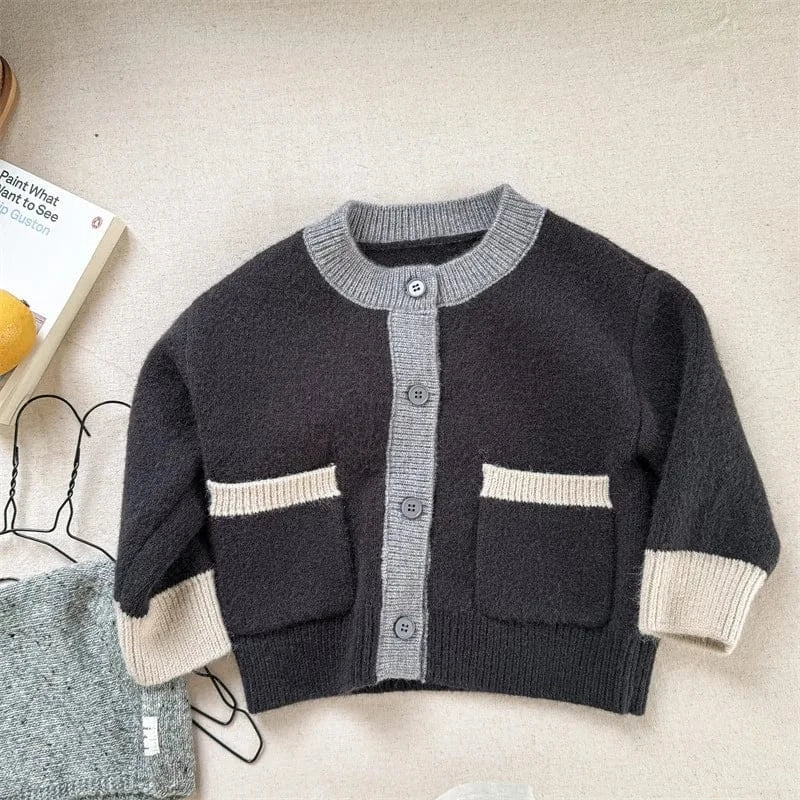 カーディガン・パーカー Dark Gray / 12M  80CM キッズカーディガン パッチワークカラフルニットカーディガンジャケット【mh0007929】