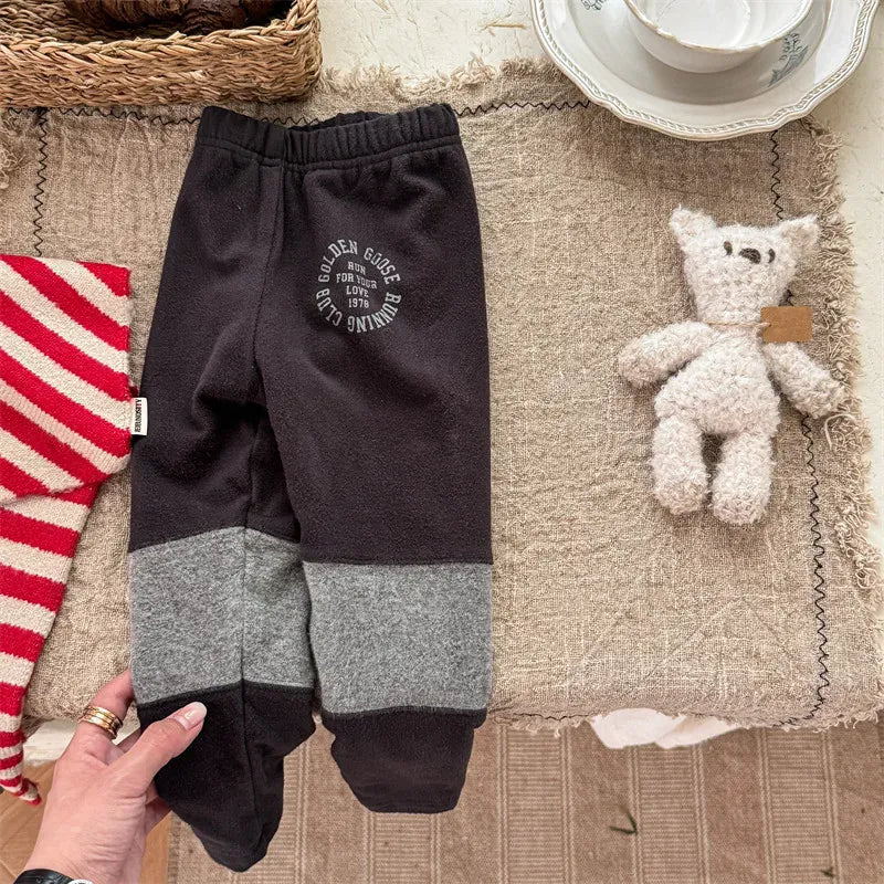 レギンスパンツ Dark Gray / 12M  80CM キッズパンツ パッチワーク切り替えロングレギンスパンツ【mh0008293】