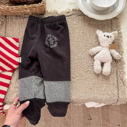 レギンスパンツ Dark Gray / 12M  80CM キッズパンツ パッチワーク切り替えロングレギンスパンツ【mh0008293】