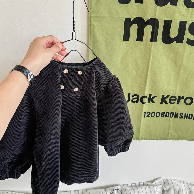 長袖シャツ・ブラウス Dark Gray / 12M  80CM キッズトップス コーデュロイ長袖パフスリーブチュニックブラウス【mh0008443】