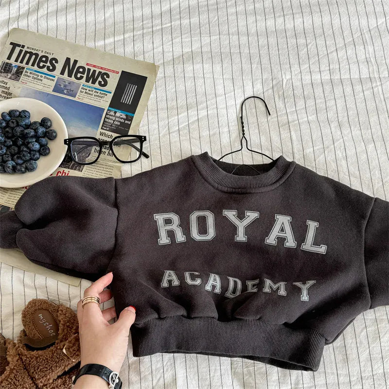 トレーナー・フーディ Dark Gray / 12M  80CM キッズトップス レターロゴプリント裏フリースドルマンスリーブ長袖スウェットシャツ【mh0008458】