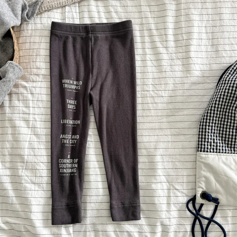 レギンスパンツ Dark Gray / 12M  80CM キッズパンツ レターロゴプリントレギンスパンツ【mh0008719】