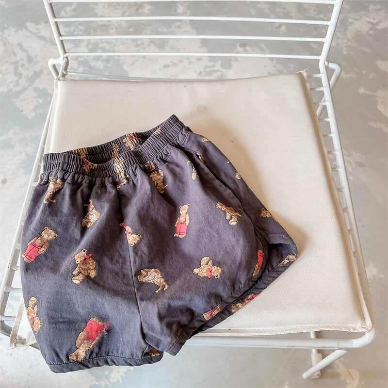 ハーフパンツ・ショートパンツ Dark Gray / 80cm Bear Print Track Shorts くまプリント トラックショートパンツ【mh0012147】